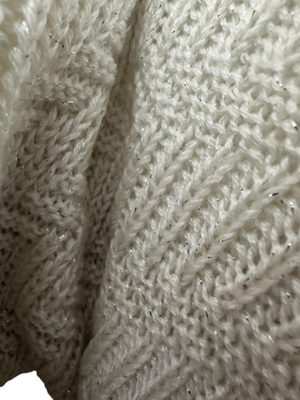 Warehouse One Cream Knit Dolman Sleeve Sweater | Silver Thread | XL - Picture 9 of 11